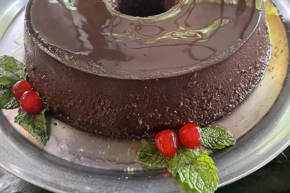 Pudim gourmet de chocolate