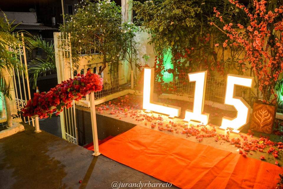 Recepção/letreiro 15 anos