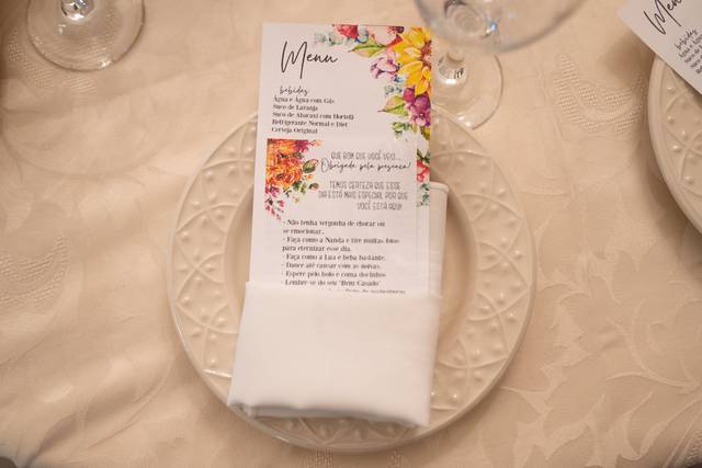 Menu de Mesa e Recado dos Noiv