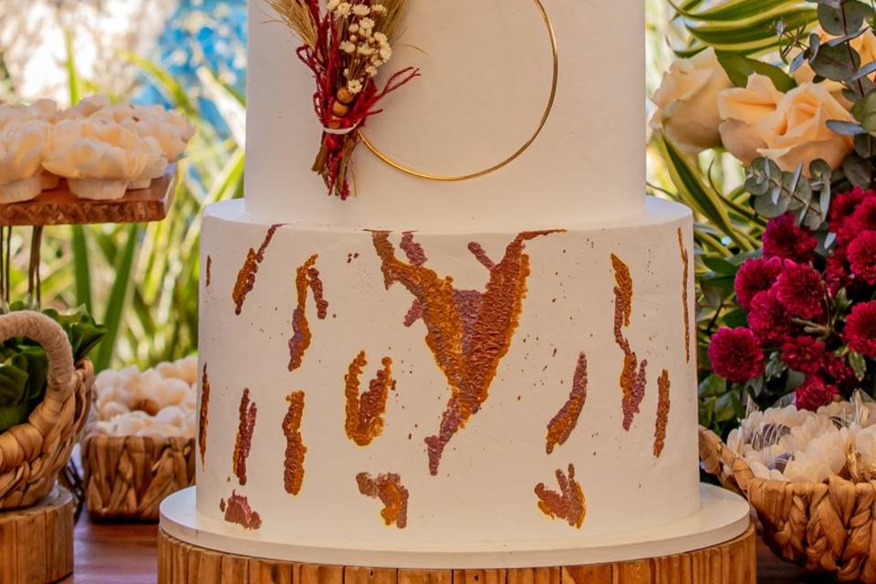 Bolo de casamento boho