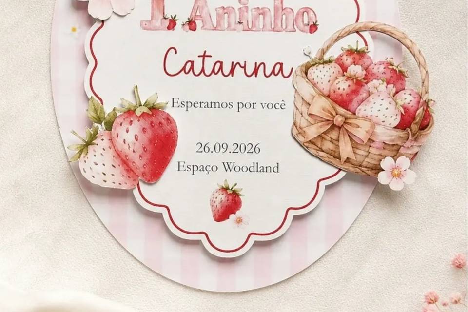 Convite em camadas Morango