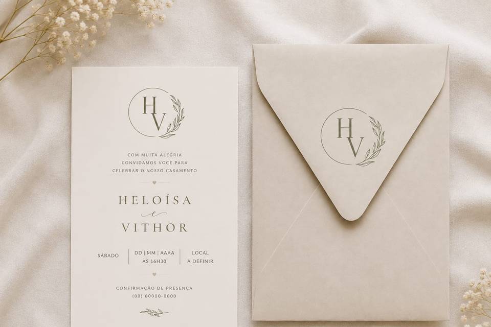 Convite Minimalista + Envelope