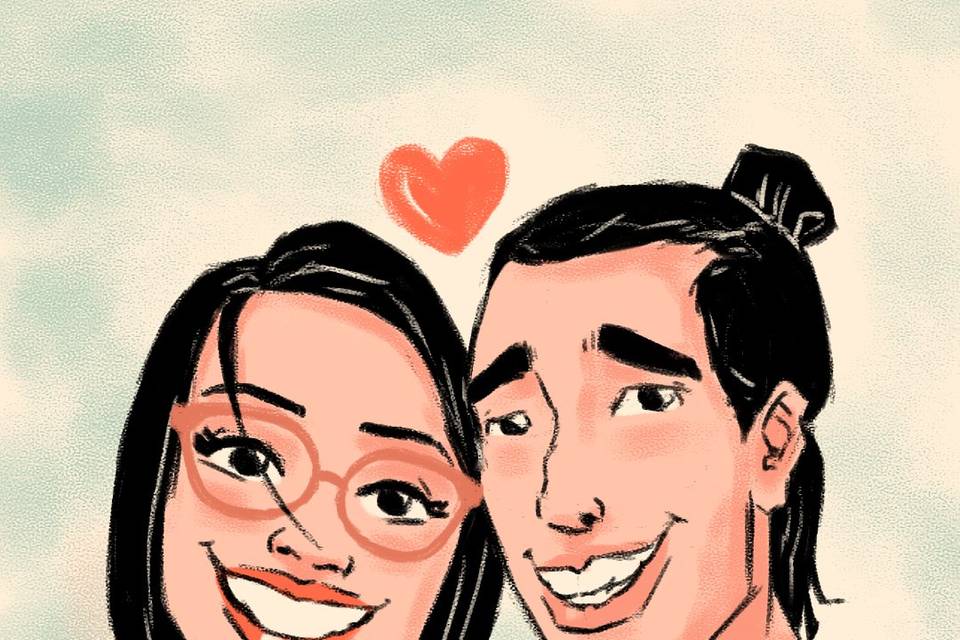 Caricatura rosto casal