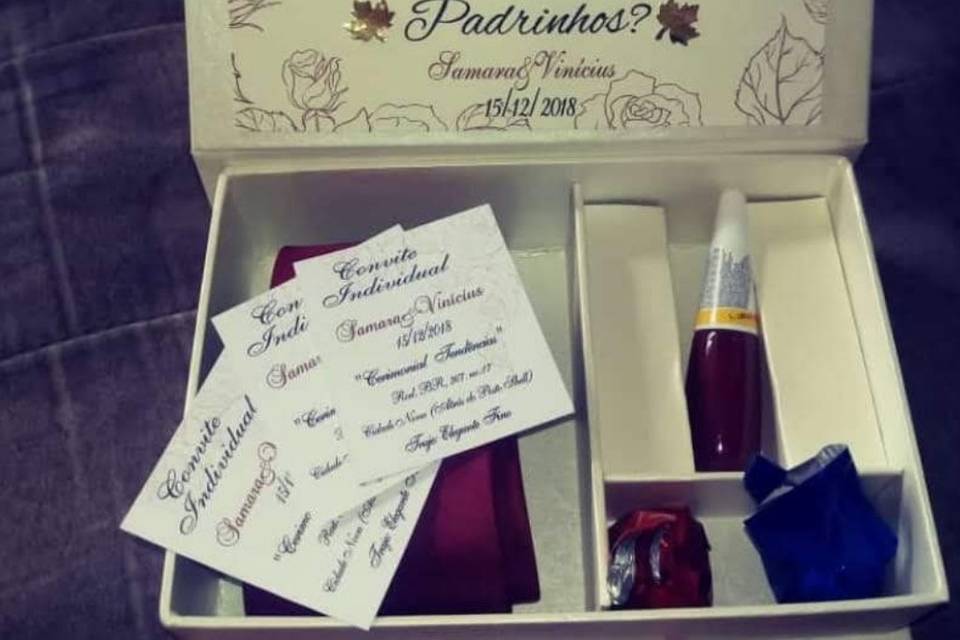 Caixa convite padrinhos