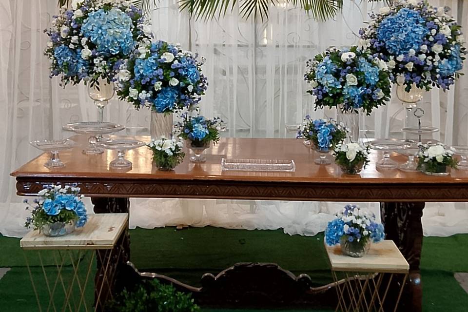Mesa do bolo Azul Tiffany