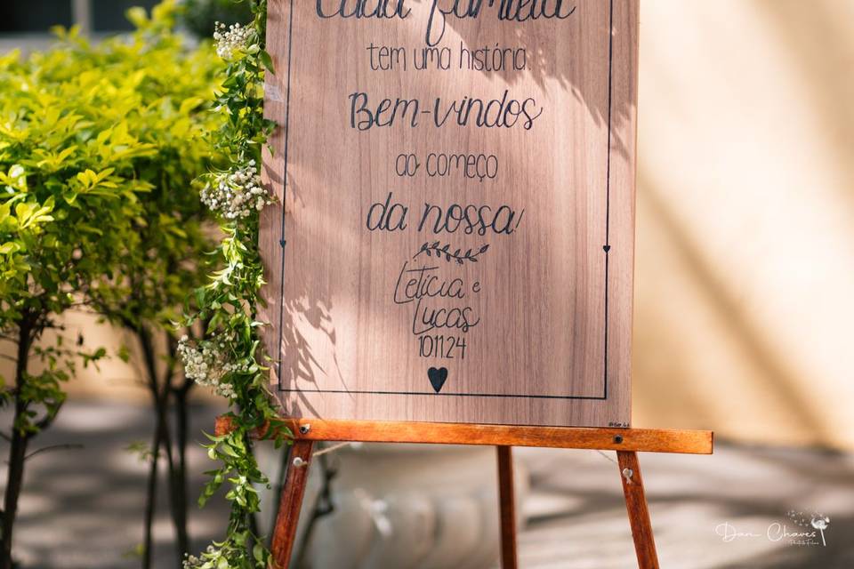 Placa boas-vindas