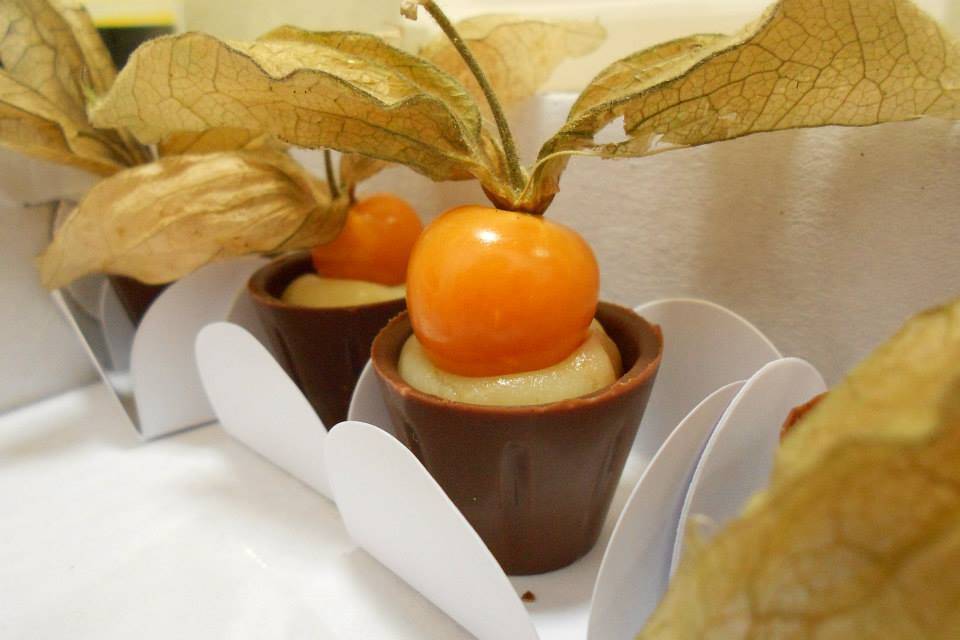 Copinho de chocolate com physalis