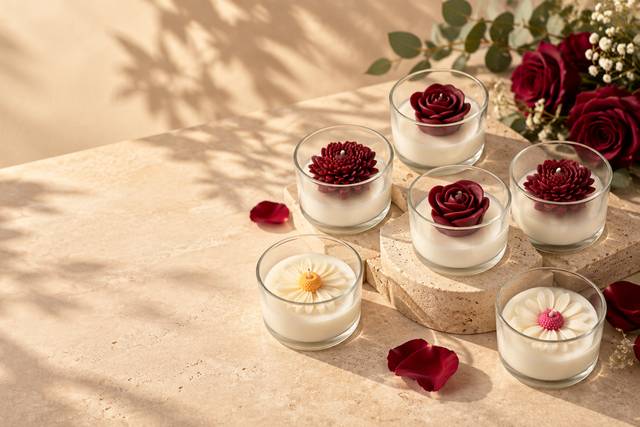 Velas florais: cores e formas