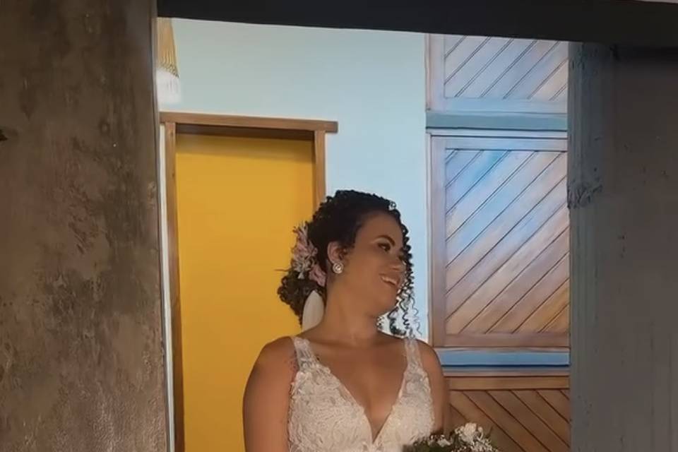 Foto da noiva na escada