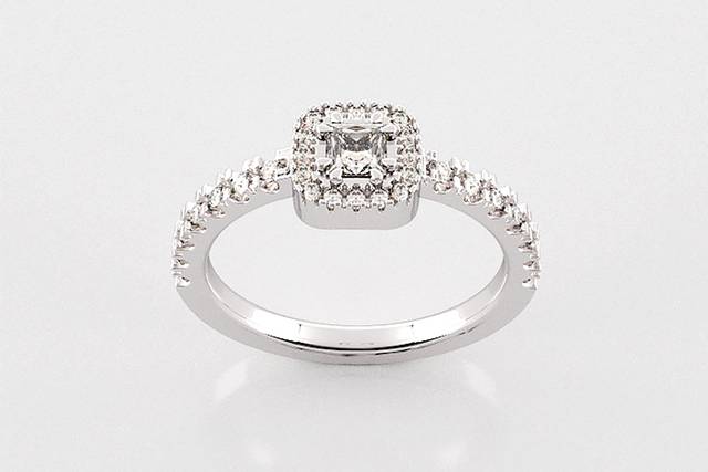 Ouro branco 18k e diamantes