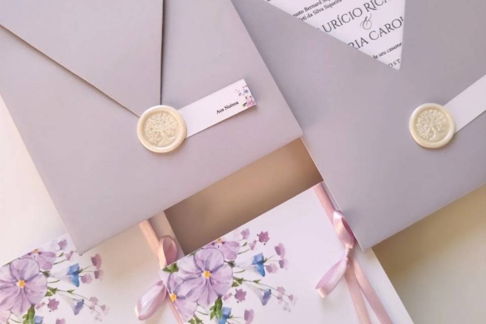Convite carta vertical lilás