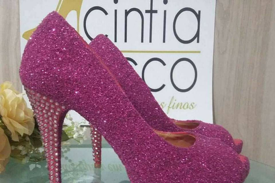 Sapto pink glitter e strass