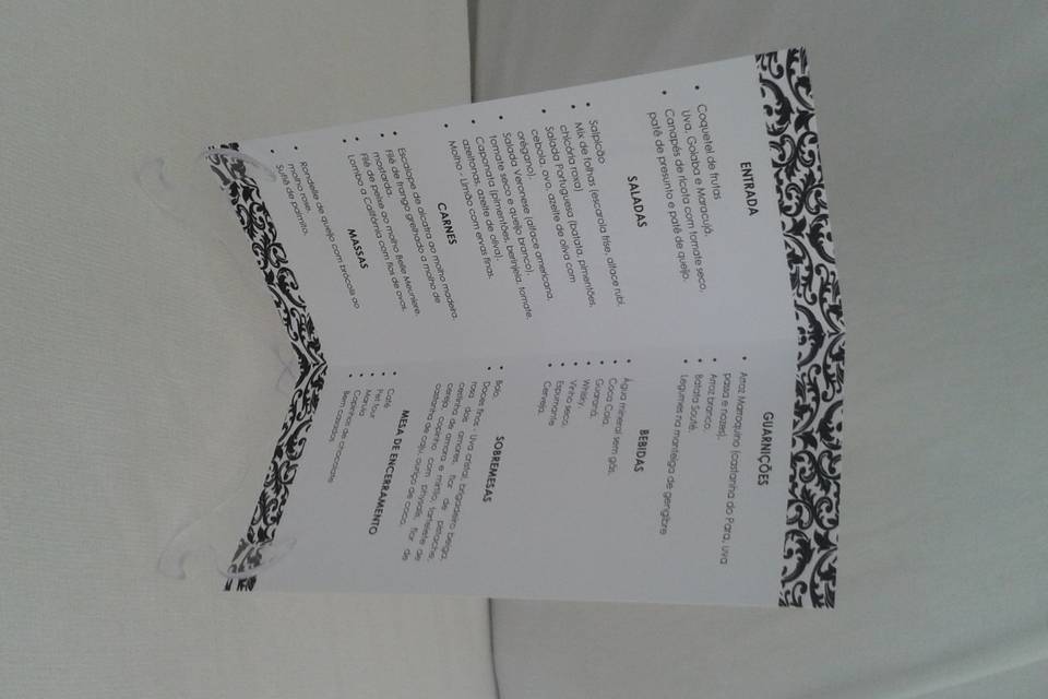 Menu para casamento