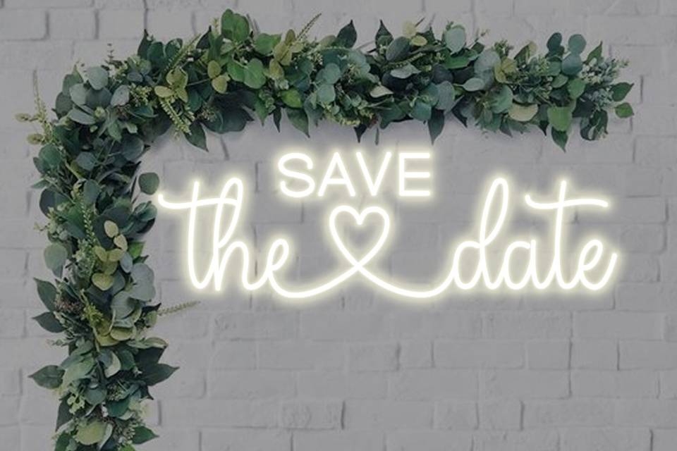 Placa neon Save the date