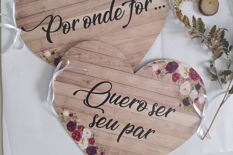 Placa para cadeira dos noivos