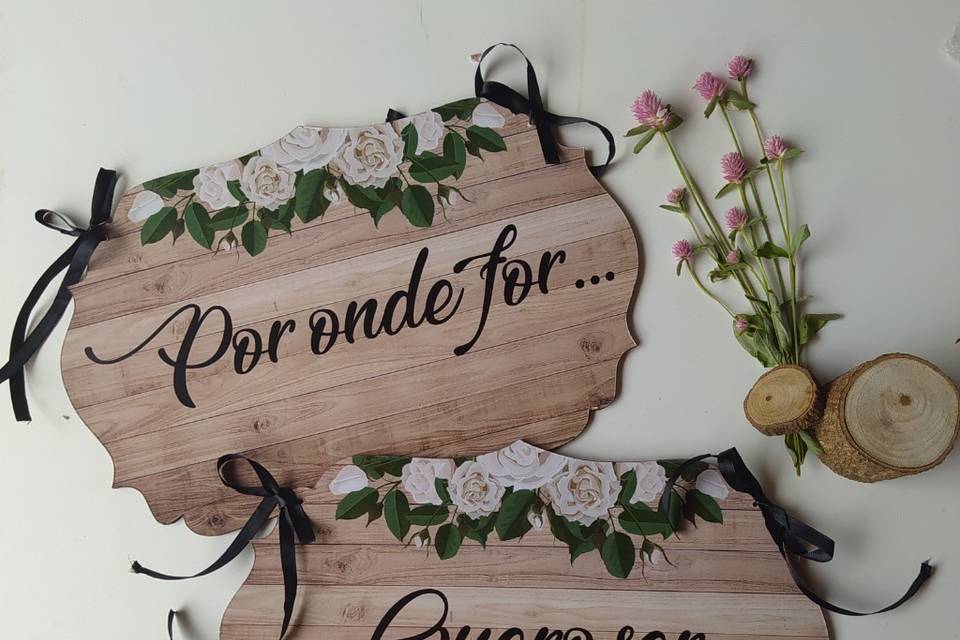 Placa para cadeira dos noivos