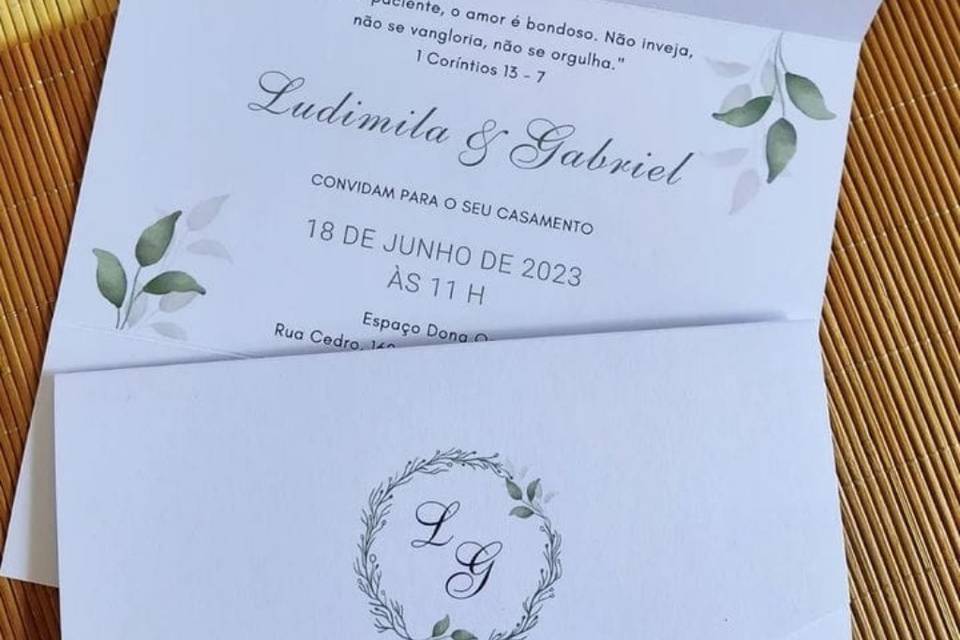 Convite de casamento folhagens