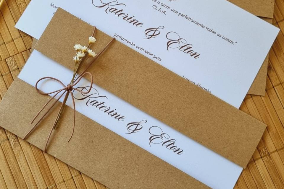 Convite de casamento rústico