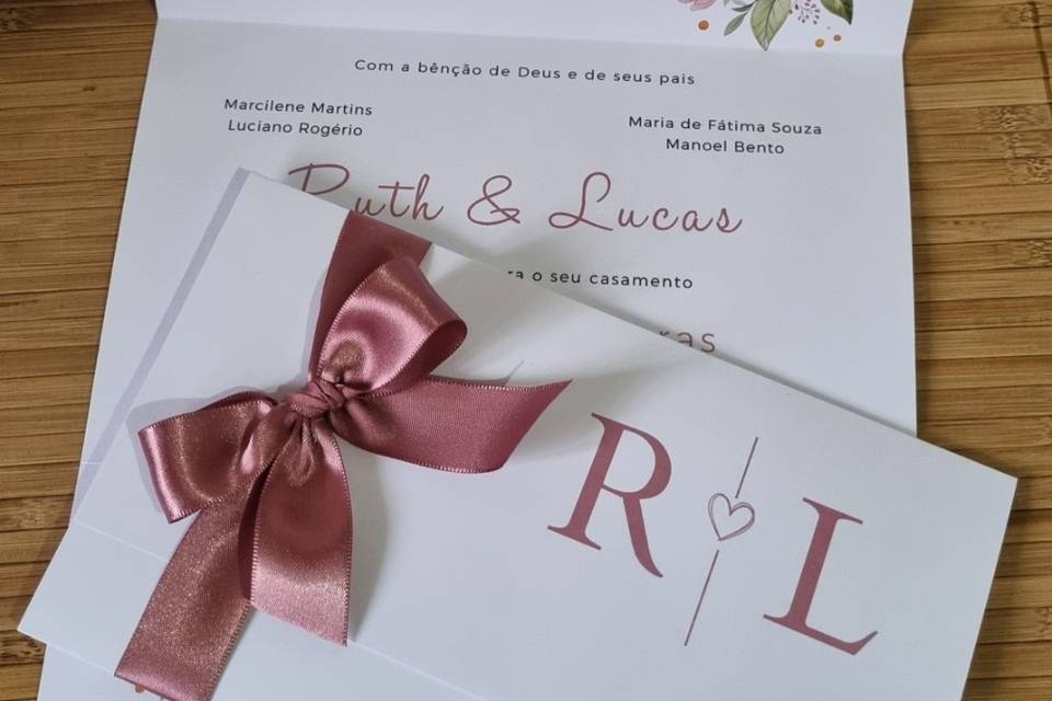 Convite de casamento rose