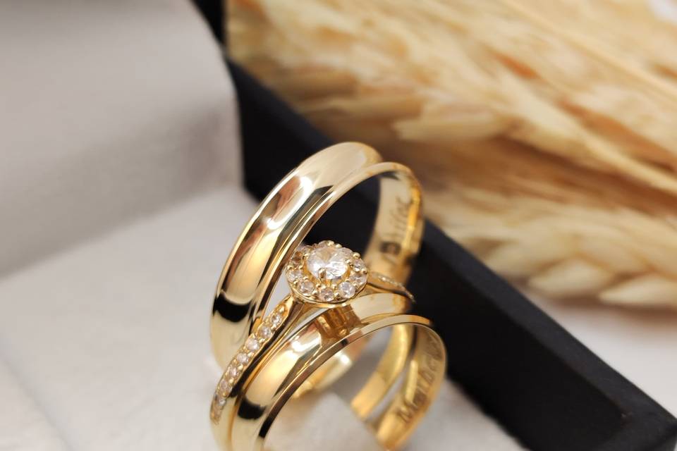 Alianças côncavas 18K