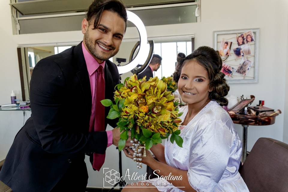 Entregando bouquet