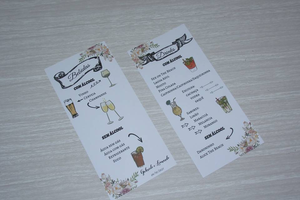 Menu drinks