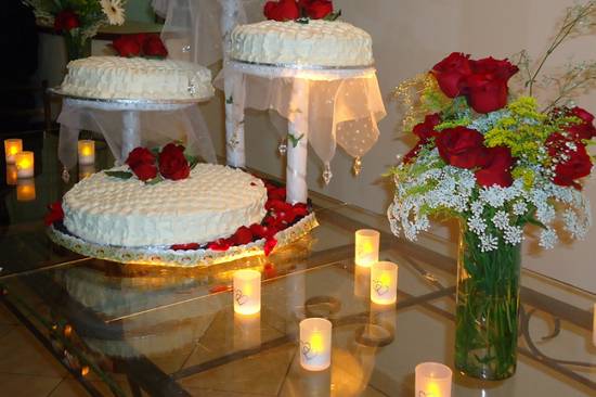 Mesa de bolo de casamento