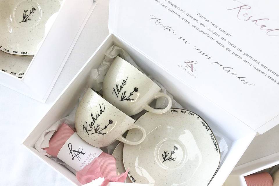 Caixa de padrinhos com caneca