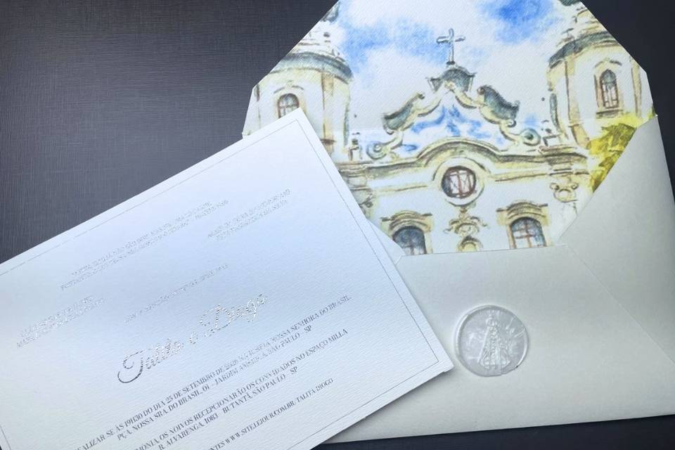 Lindo convite metalizado