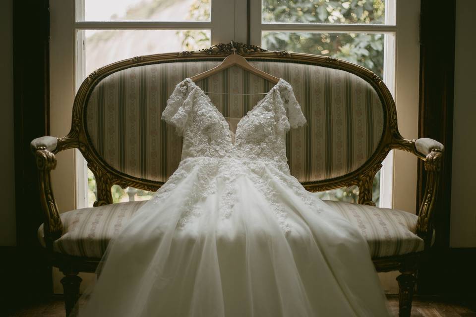 Detalhes do vestido da noiva