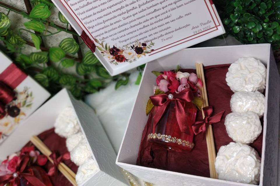 Sabonete, difusor e mensagem