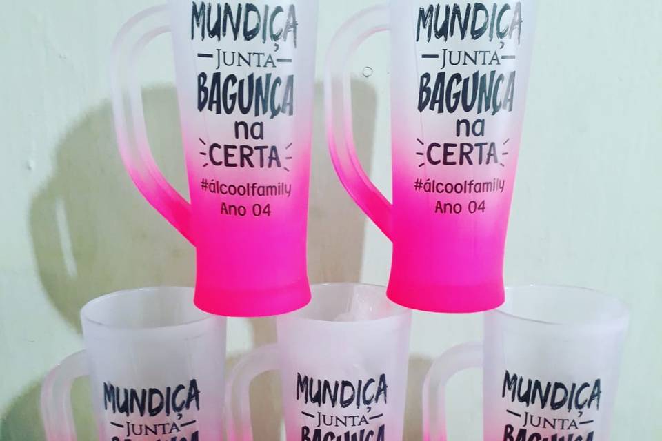 Caneca Slim D Rosa neon