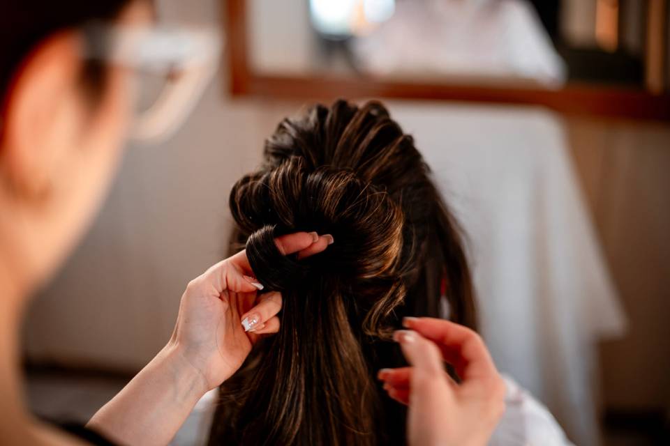 Penteado noiva em produção