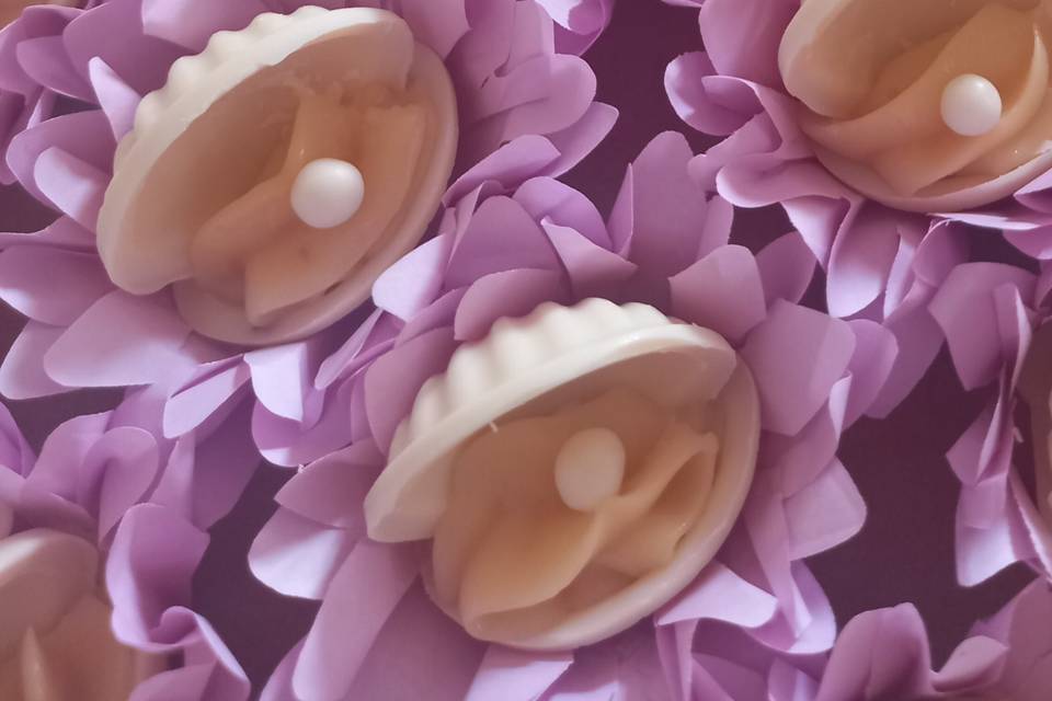 Ostras de chocolate branco