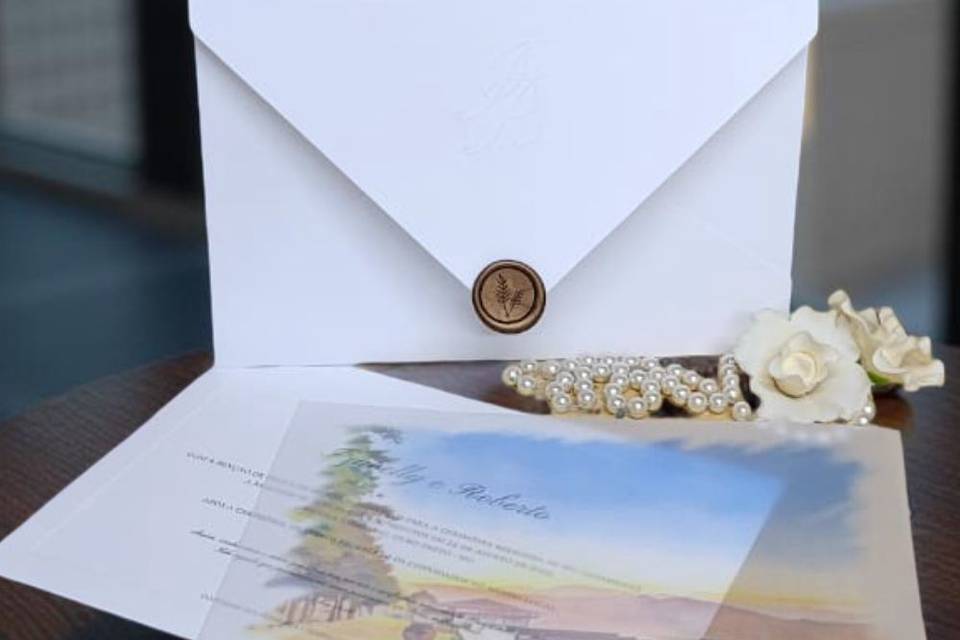 Convite de casamento com aquar
