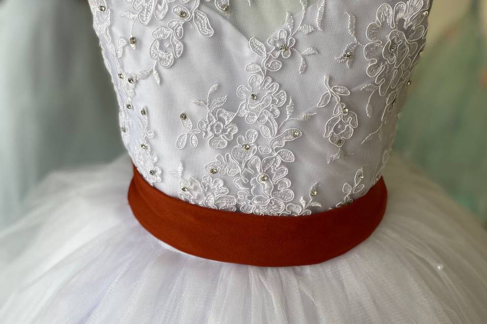 Renda de algodão terracota