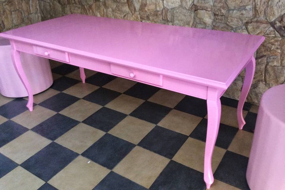 Mesa Luiz XV Cor de Rosa