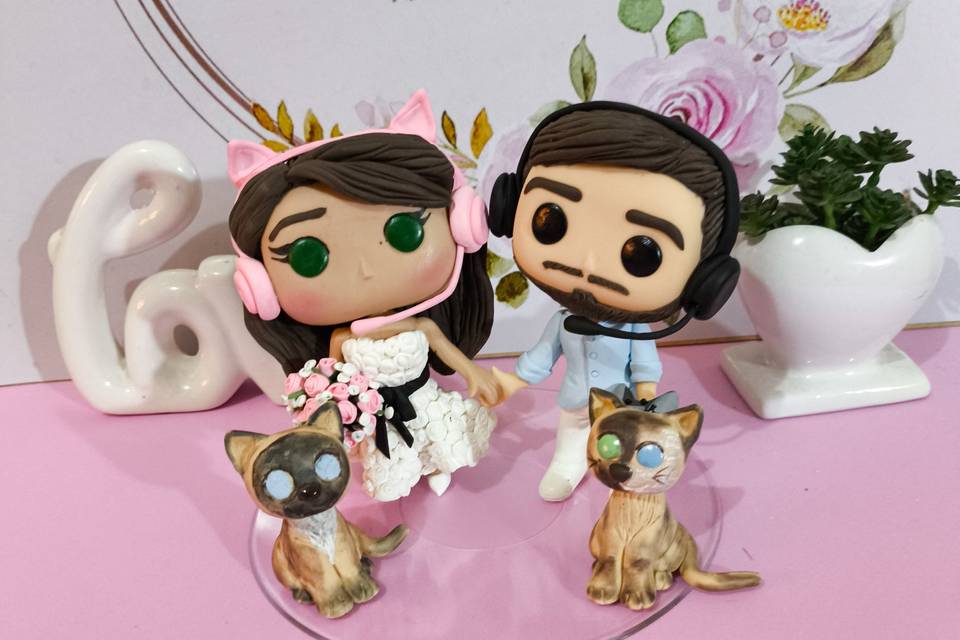 Noivinhos funko pop com pets