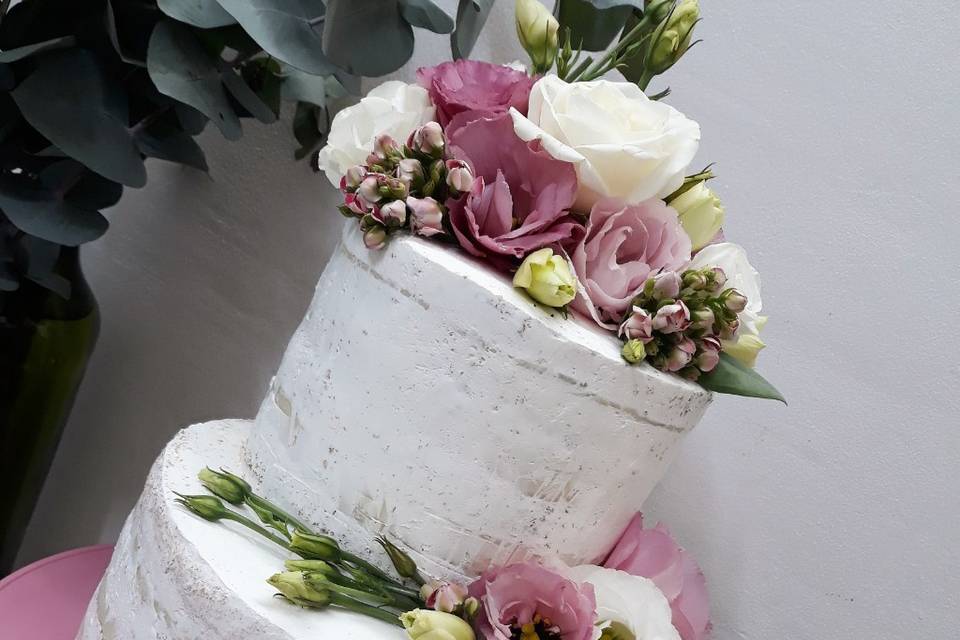 Naked cake espatulado flowers