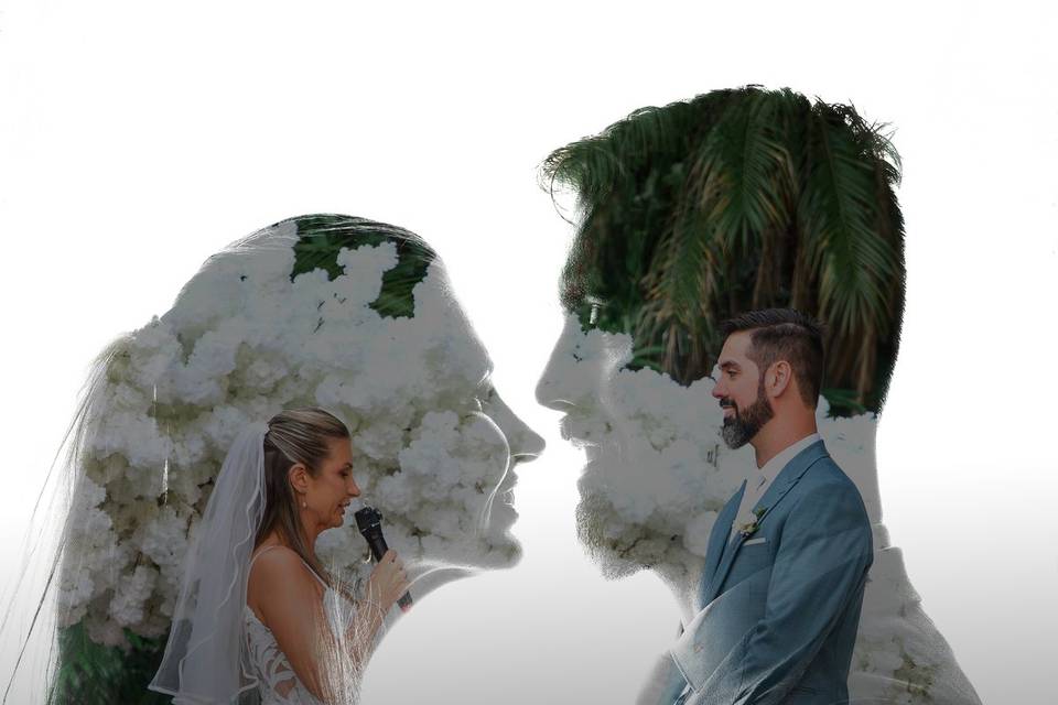 Dupla exposição casamento