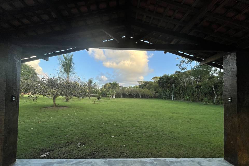 Campo perto da piscina