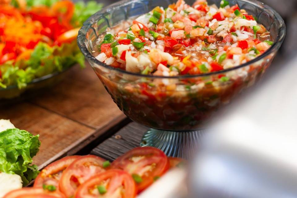 Buffet preparado no dia