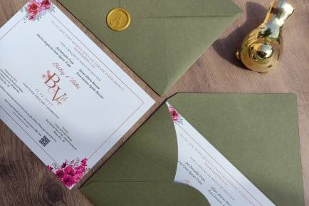 Convite com envelope verde