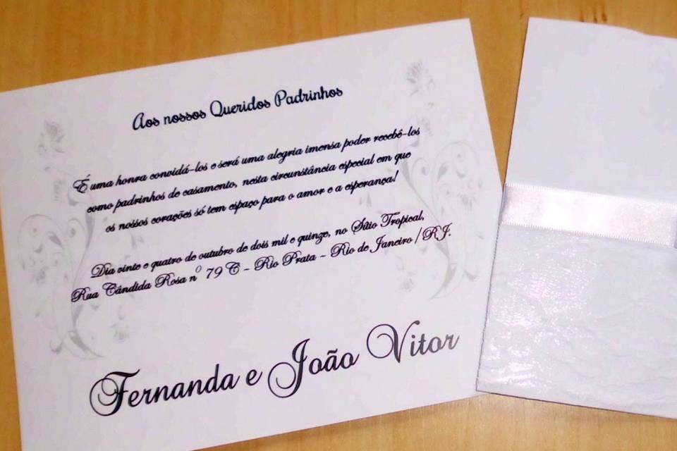 Convite casamento com renda