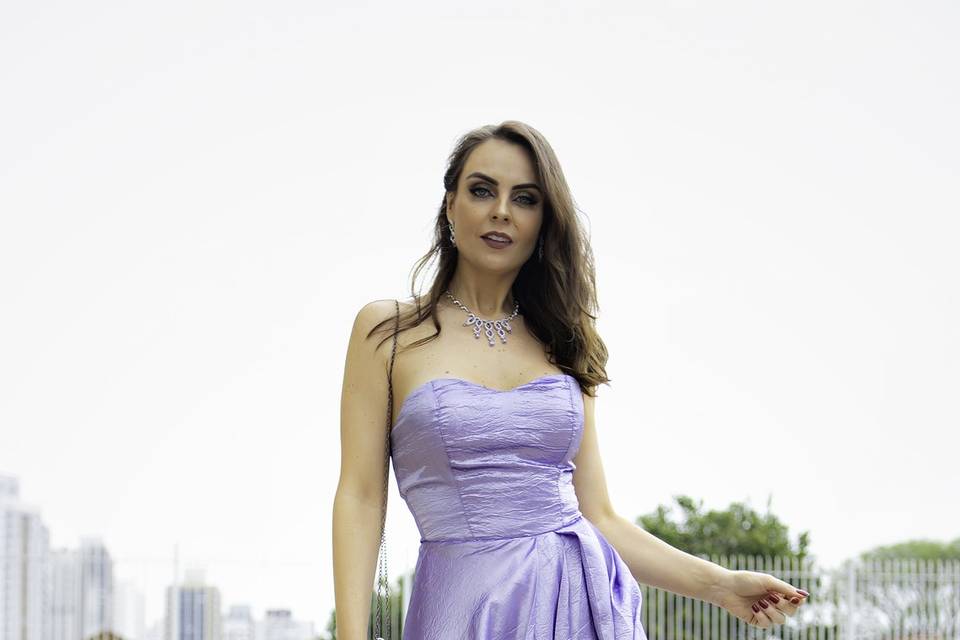 Vestido longo lilas madrinha