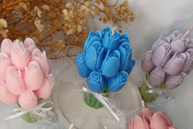 Vela buquê de tulipas
