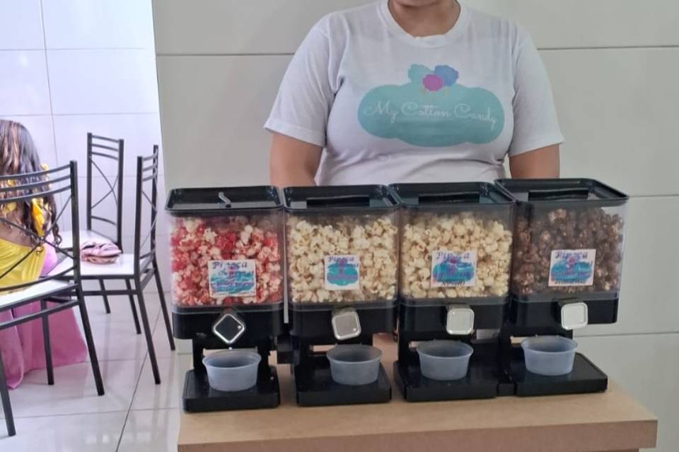 Pipoca Gourmet mesa rústica