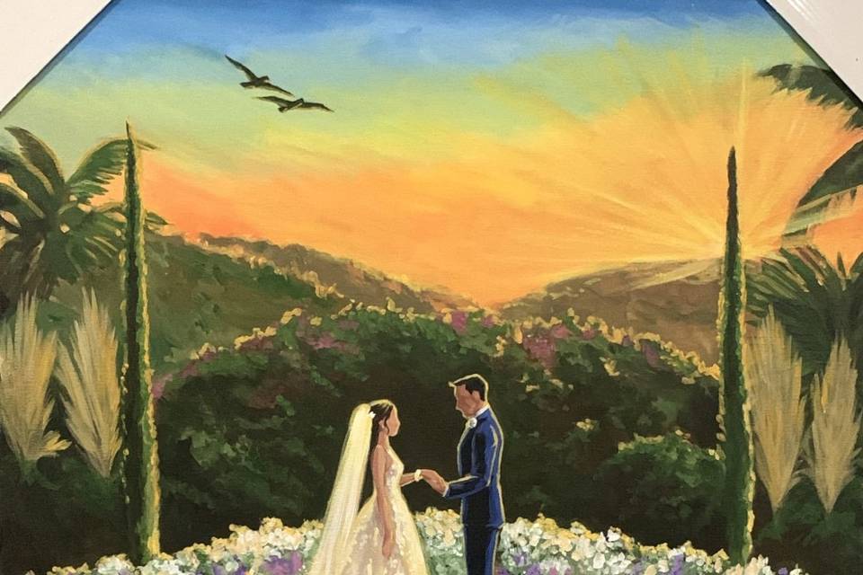 Obra pintura ao vivo casamento