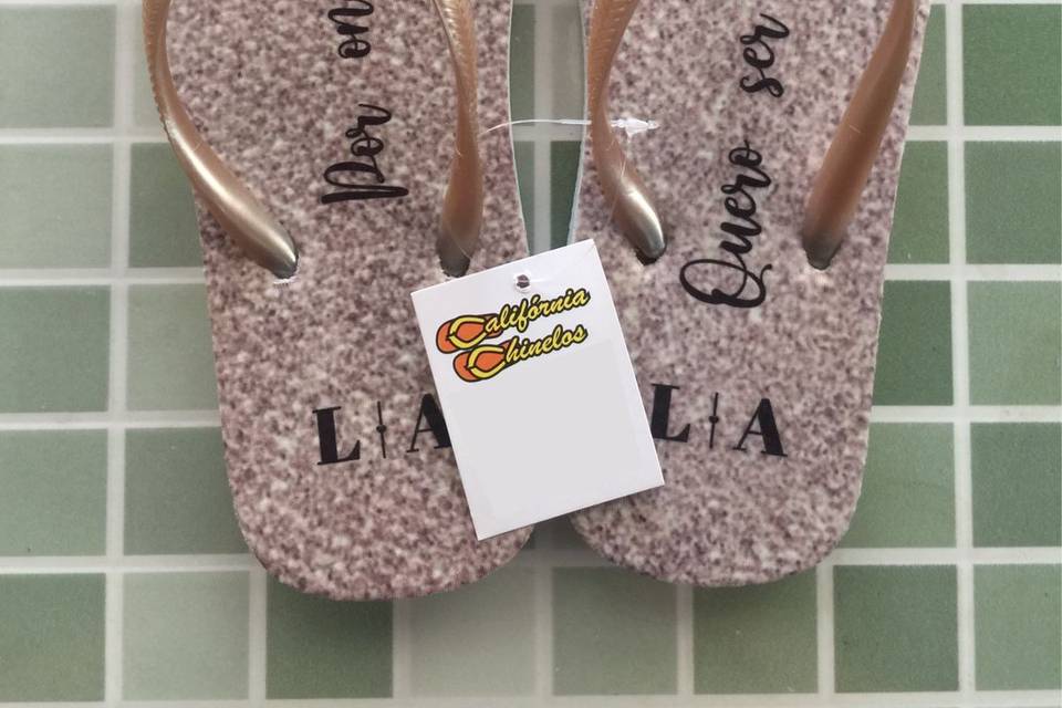 Chinelo Casamento Glitter Bege