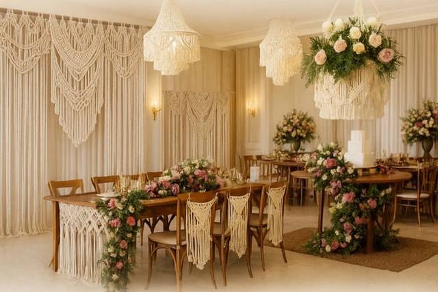 Sala de recepção em Macramê